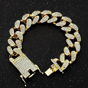 Men’s Gold Iced Cuban Link Bracelet | Box Included